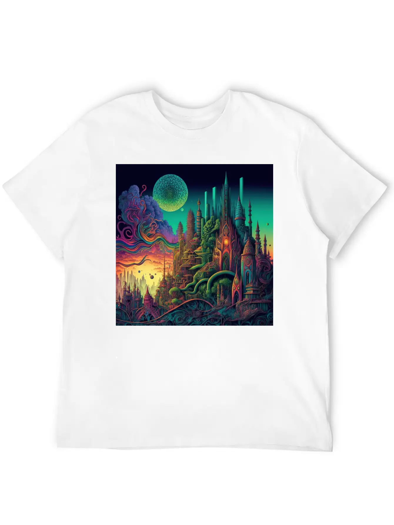 Psychedelic City 5 Lightweight Cotton T-Shirt – Daily Comfort Graphic Shirt