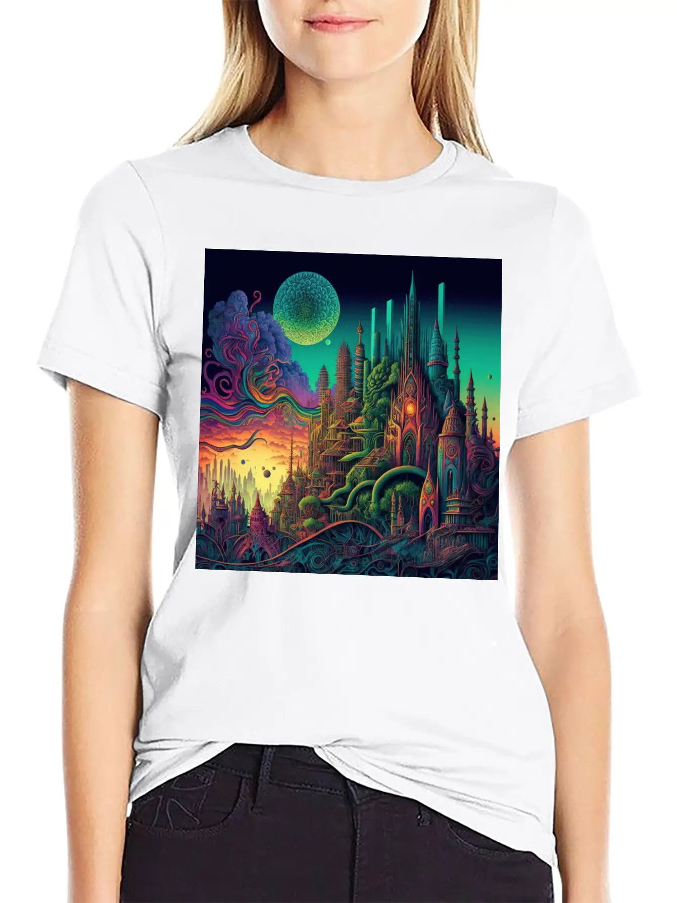 Psychedelic City 5 Lightweight Cotton T-Shirt – Daily Comfort Graphic Shirt