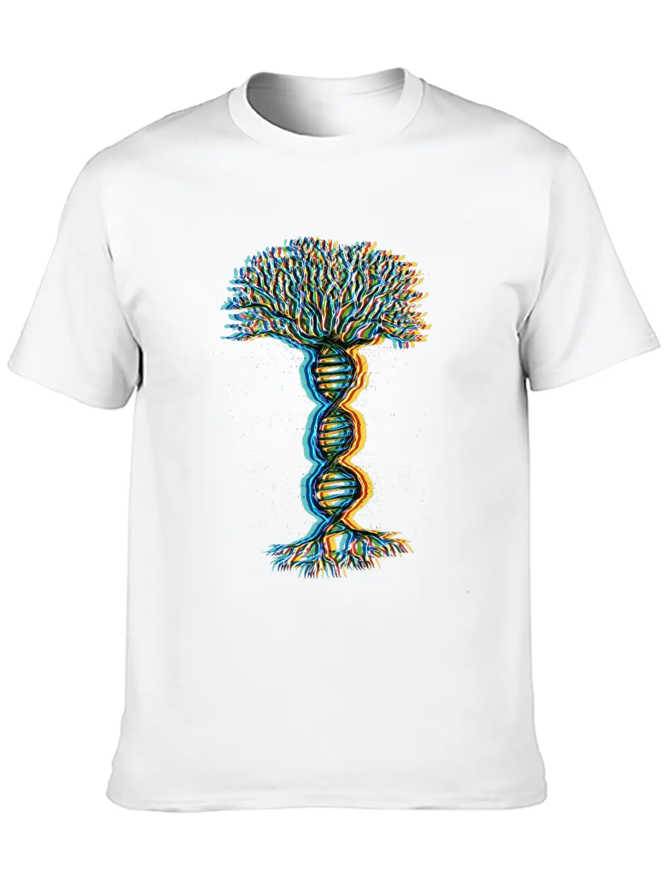 Psychedelic DNA Helix Tree Lightweight Cotton T-Shirt – Daily Comfort Graphic Shirt