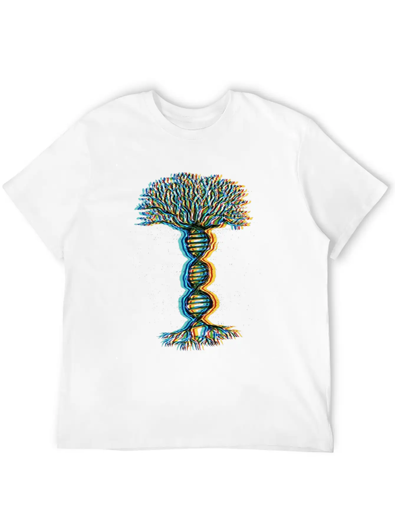 Psychedelic DNA Helix Tree Lightweight Cotton T-Shirt – Daily Comfort Graphic Shirt