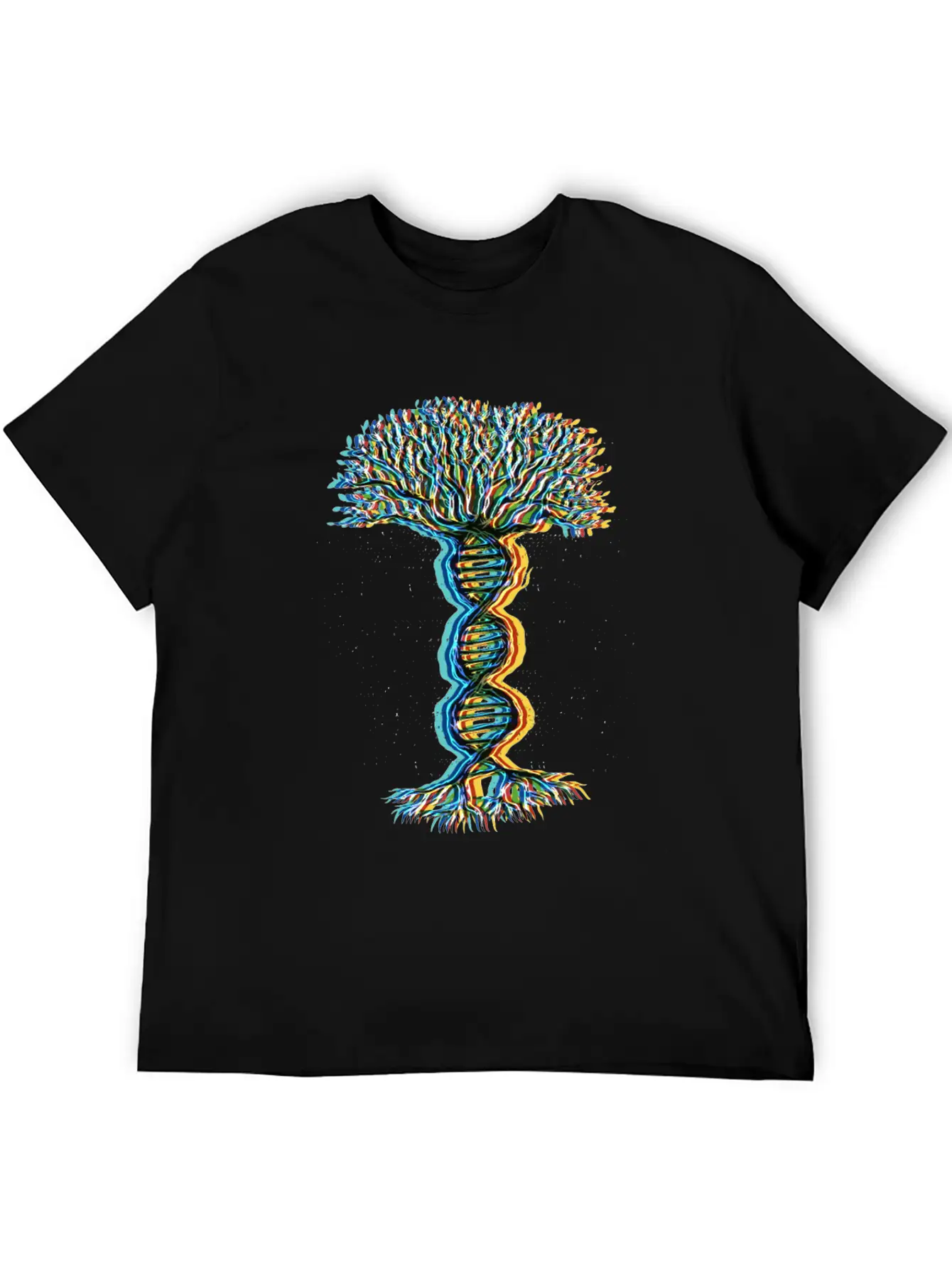 Psychedelic DNA Helix Tree Lightweight Cotton T-Shirt – Daily Comfort Graphic Shirt