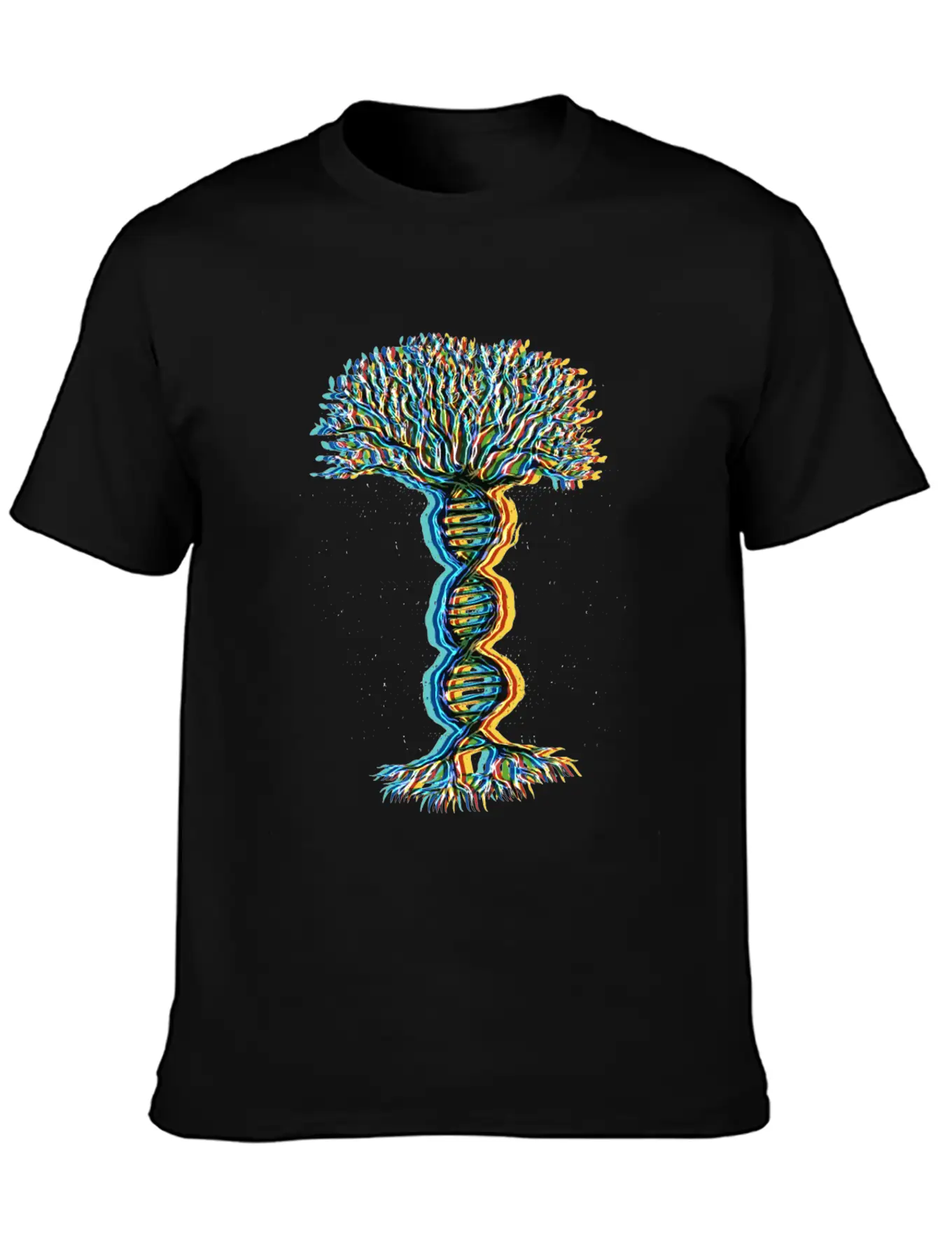 Psychedelic DNA Helix Tree Lightweight Cotton T-Shirt – Daily Comfort Graphic Shirt