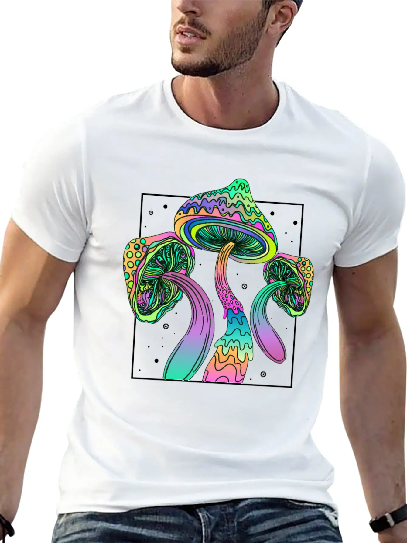 Psychedelic Fungi Festival Edm Musik Modern Fit Casual T-Shirt – Clean And Versatile Design