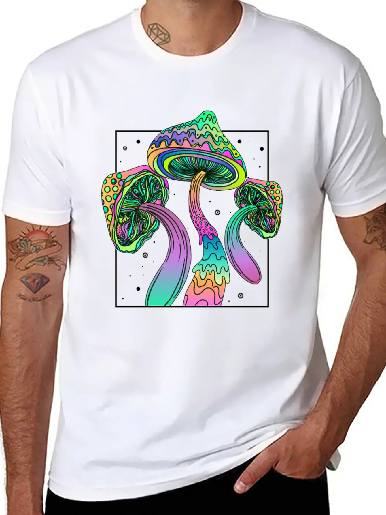 Psychedelic Fungi Festival Edm Musik Modern Fit Casual T-Shirt – Clean And Versatile Design