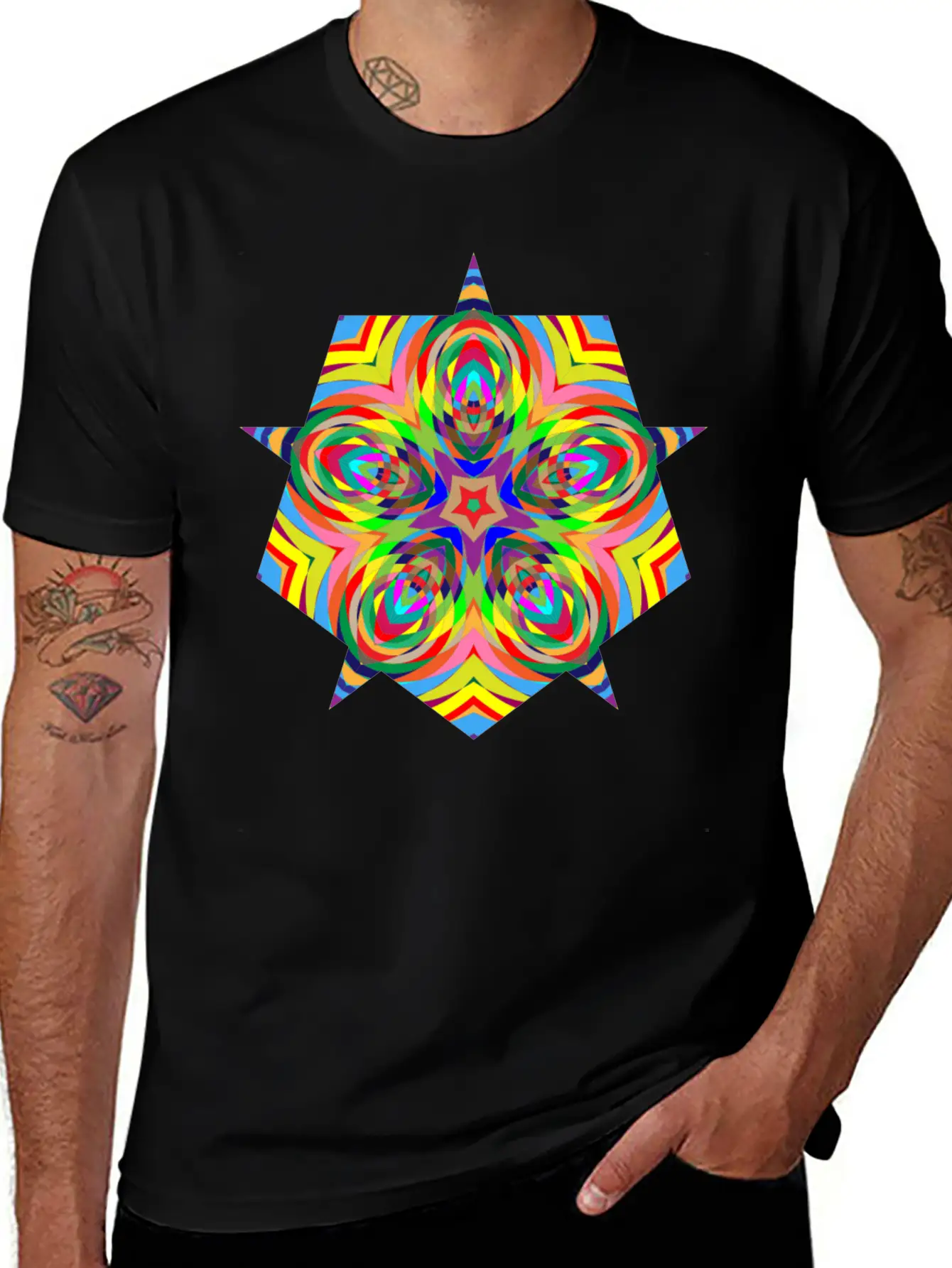 Psychedelic Stars Logo Basic Graphic T-Shirt – Daily Comfort In Soft Cotton