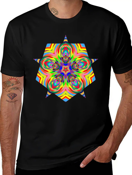 Psychedelic Stars Logo Basic Graphic T-Shirt – Daily Comfort In Soft Cotton