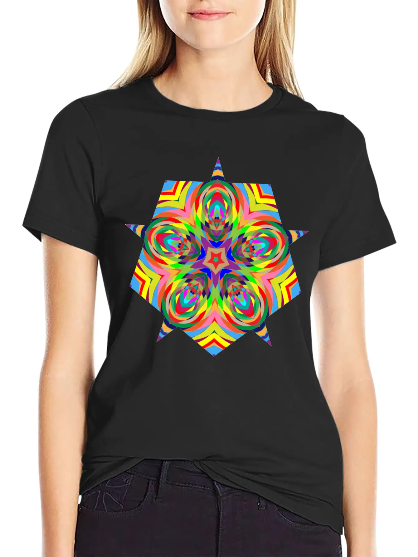 Psychedelic Stars Logo Basic Graphic T-Shirt – Daily Comfort In Soft Cotton