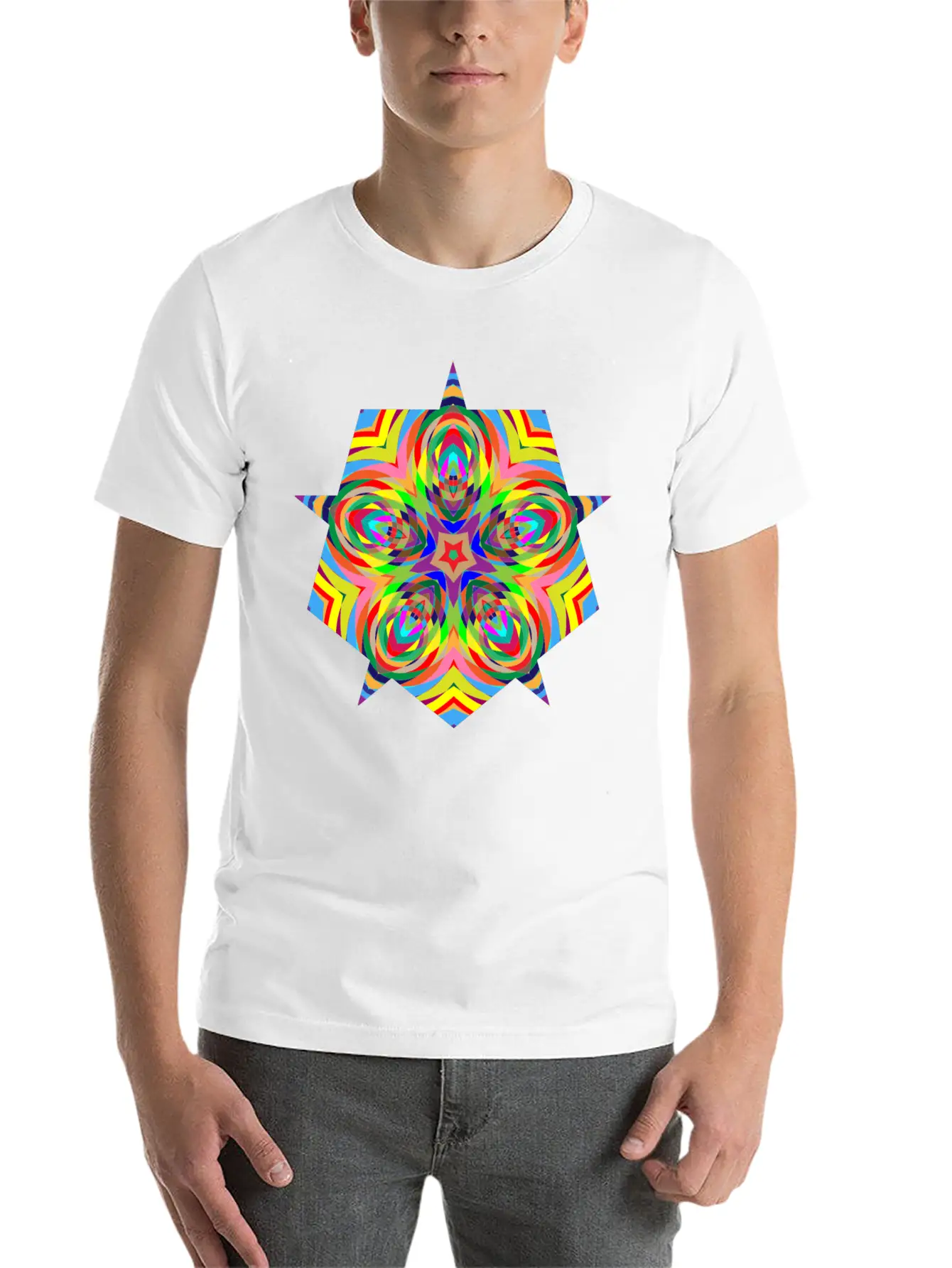 Psychedelic Stars Logo Basic Graphic T-Shirt – Daily Comfort In Soft Cotton