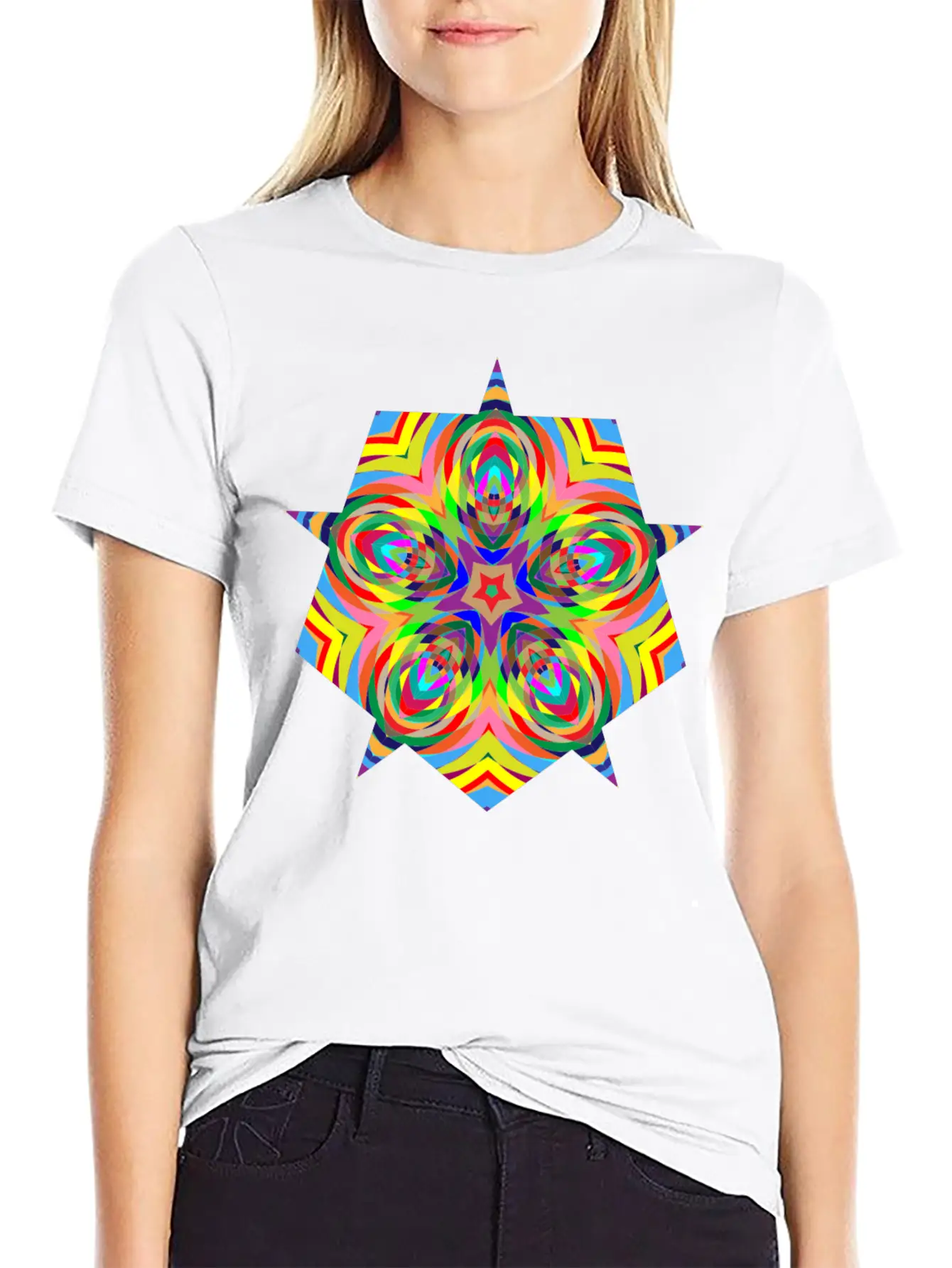Psychedelic Stars Logo Basic Graphic T-Shirt – Daily Comfort In Soft Cotton
