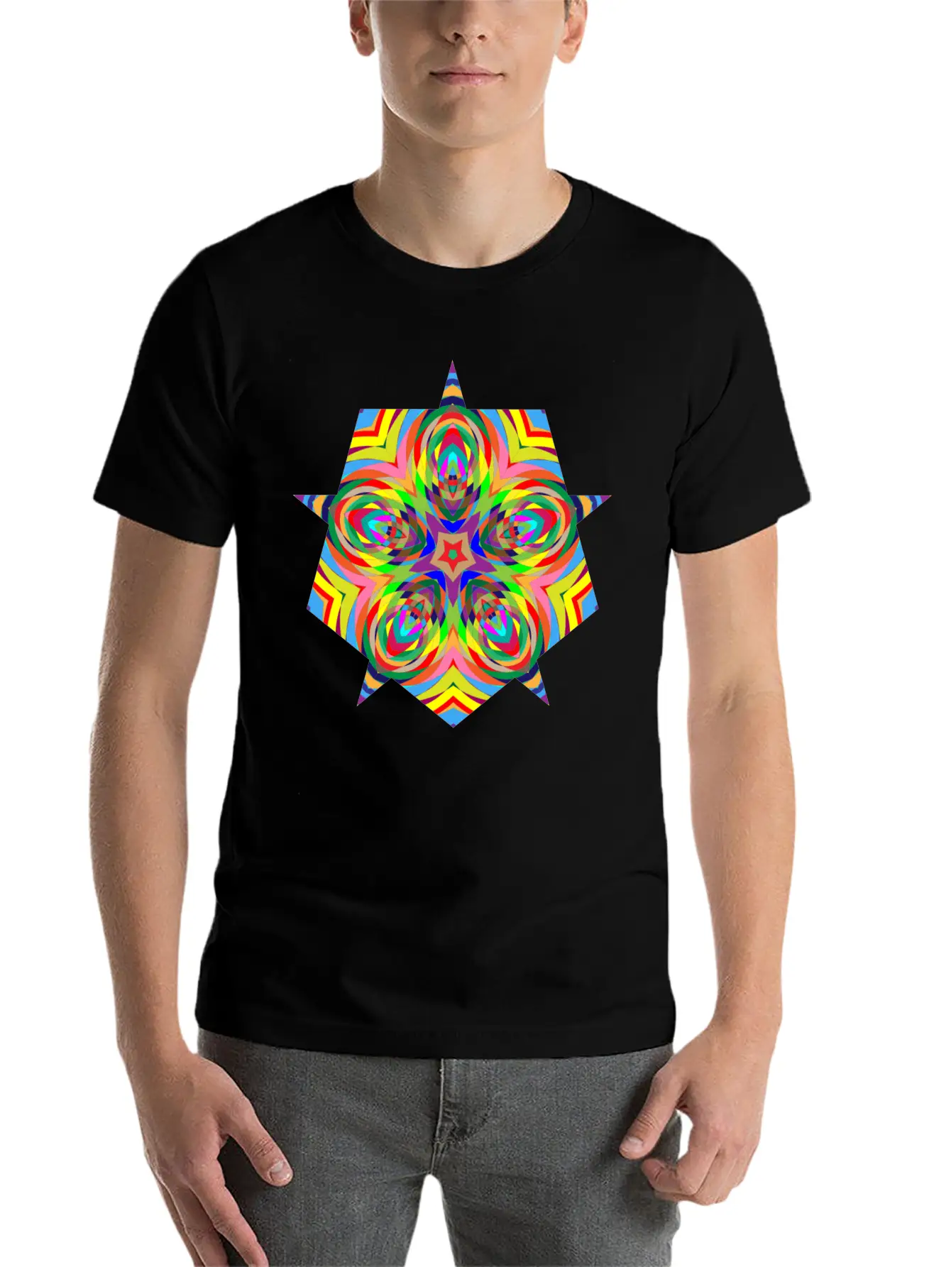 Psychedelic Stars Logo Basic Graphic T-Shirt – Daily Comfort In Soft Cotton