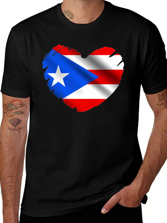 Puerto Rico Flag On Shape Of He Puerto Ricans Relaxed Everyday Tee – Lightweight And Durable Cotton