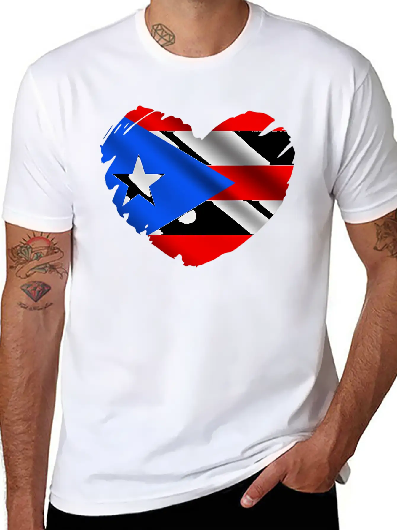 Puerto Rico Flag On Shape Of He Puerto Ricans Relaxed Everyday Tee – Lightweight And Durable Cotton