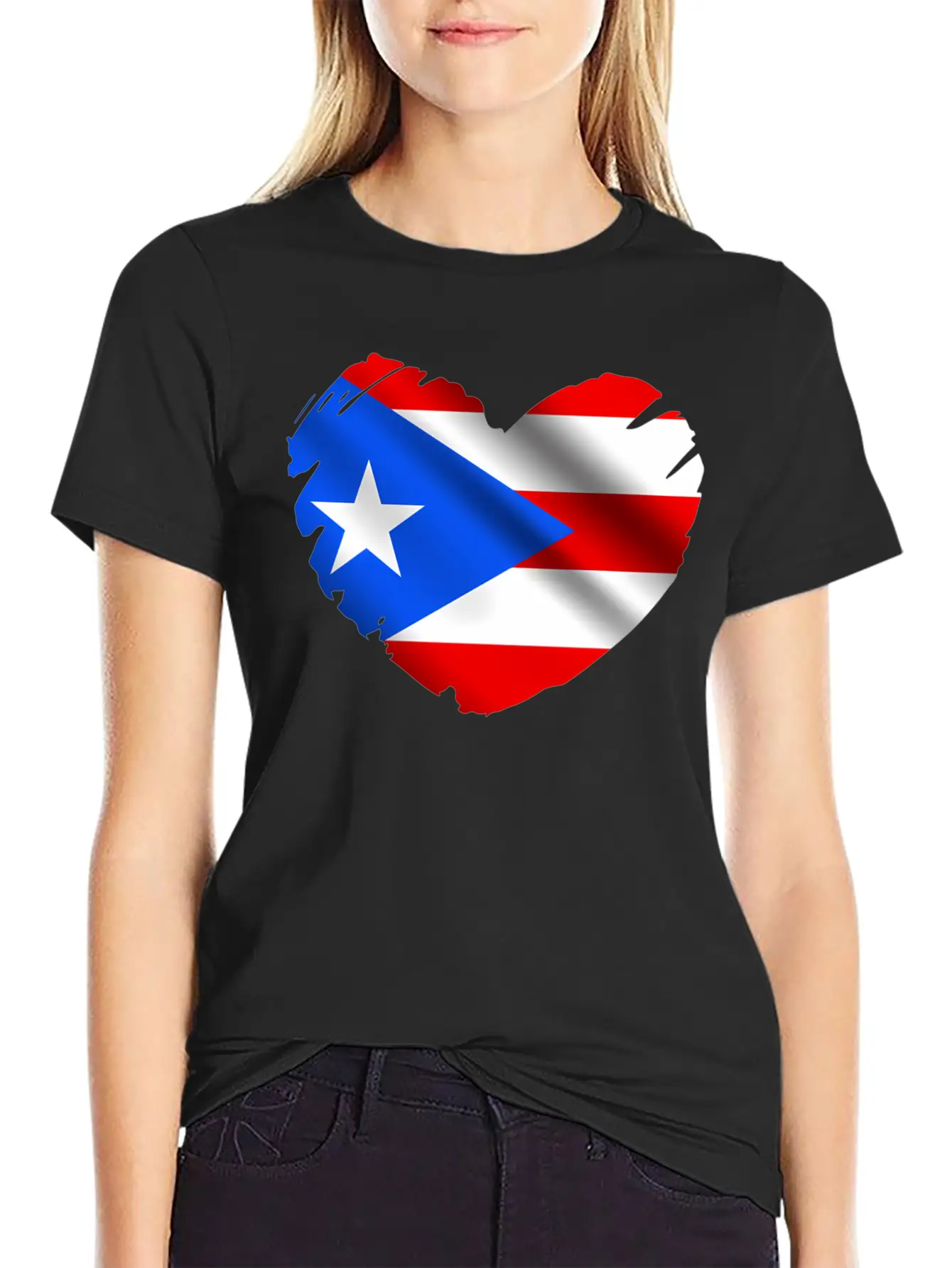 Puerto Rico Flag On Shape Of He Puerto Ricans Relaxed Everyday Tee – Lightweight And Durable Cotton