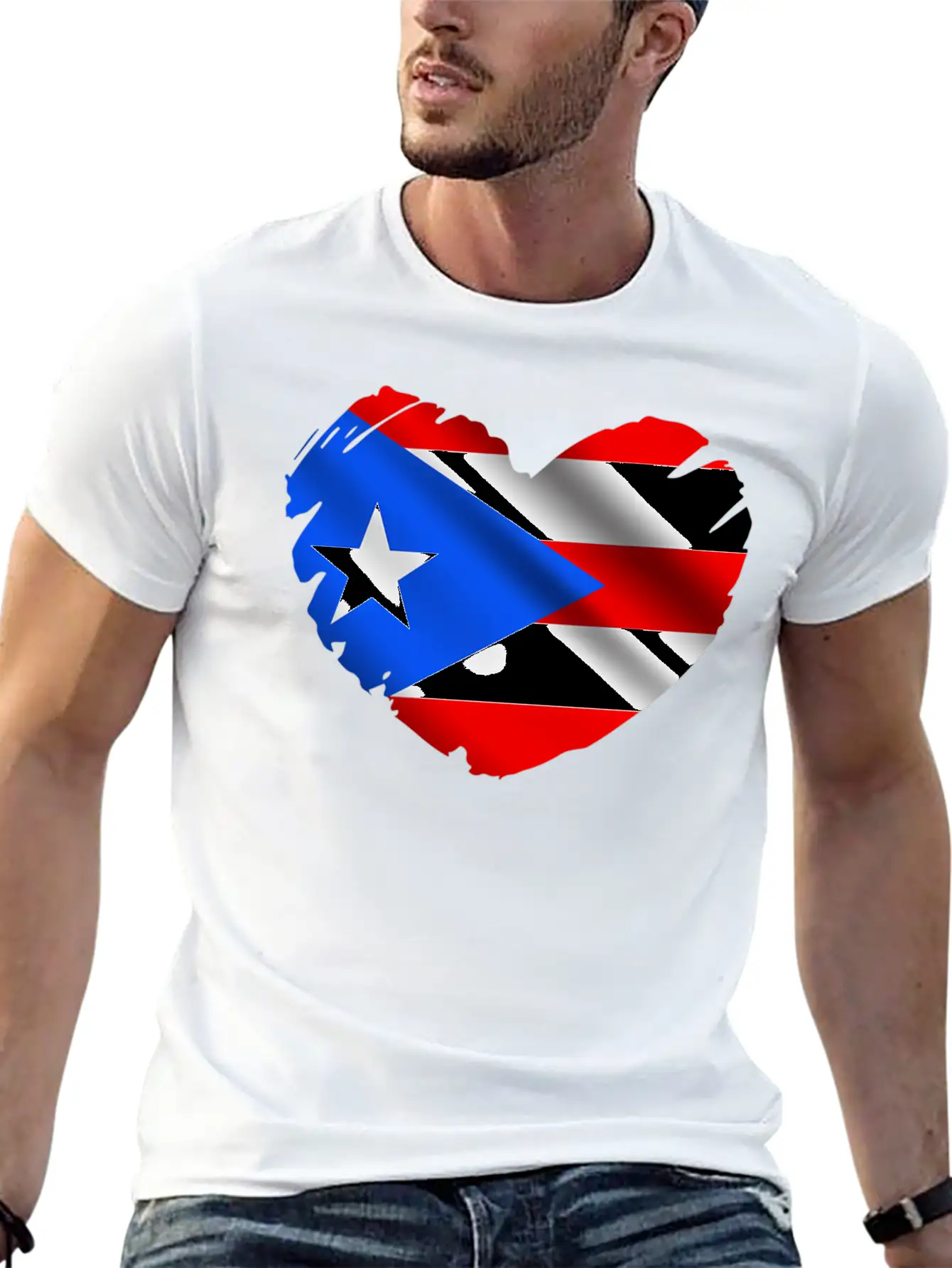 Puerto Rico Flag On Shape Of He Puerto Ricans Relaxed Everyday Tee – Lightweight And Durable Cotton