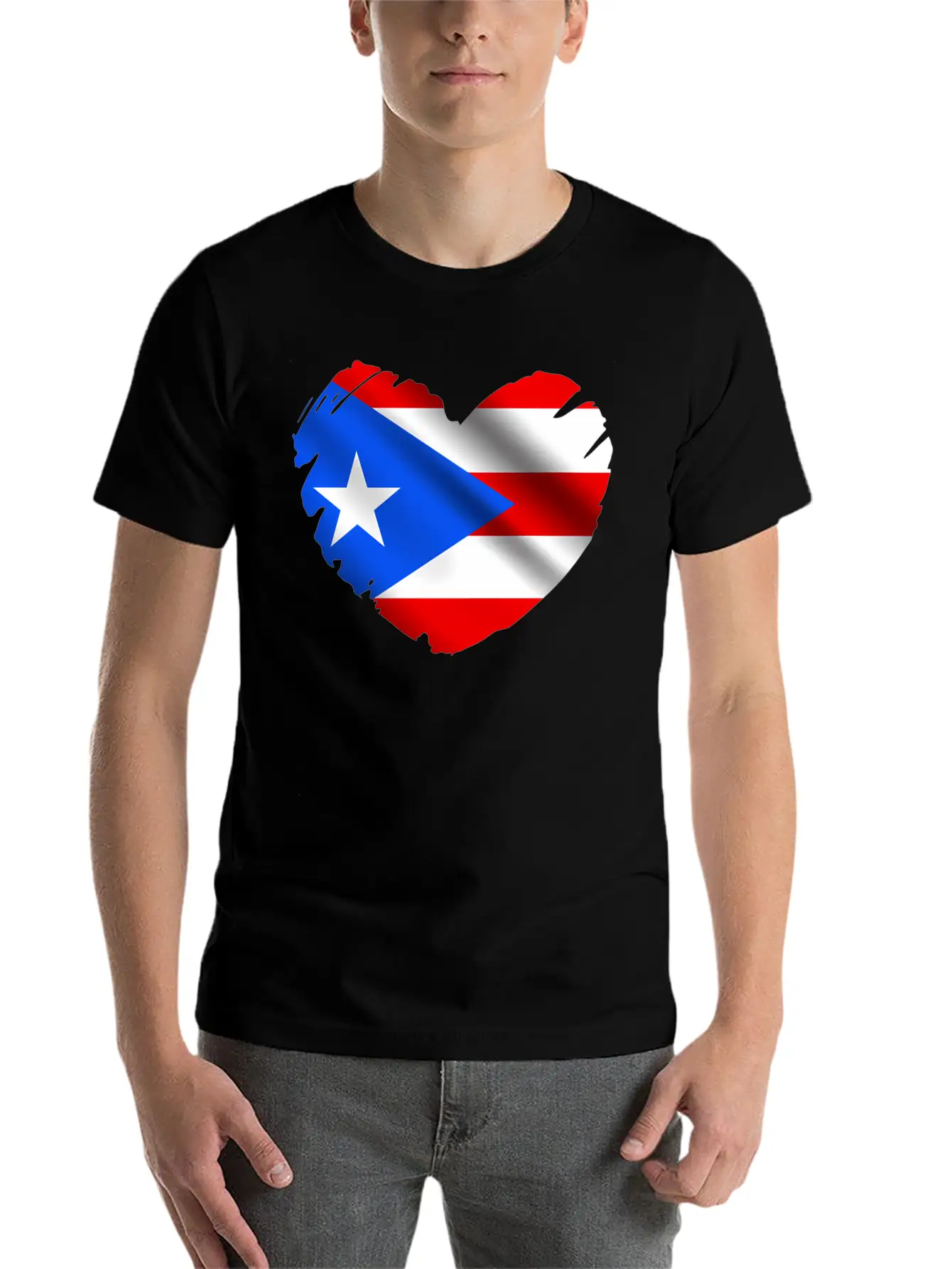 Puerto Rico Flag On Shape Of He Puerto Ricans Relaxed Everyday Tee – Lightweight And Durable Cotton