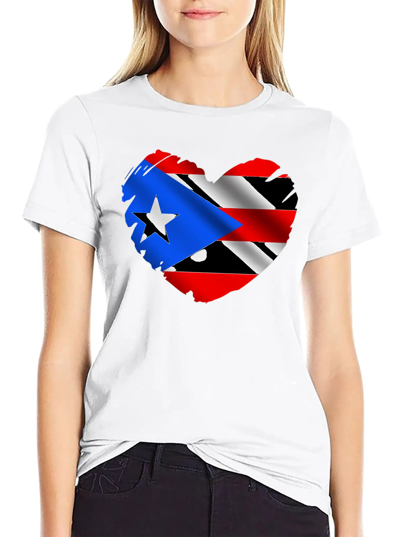 Puerto Rico Flag On Shape Of He Puerto Ricans Relaxed Everyday Tee – Lightweight And Durable Cotton