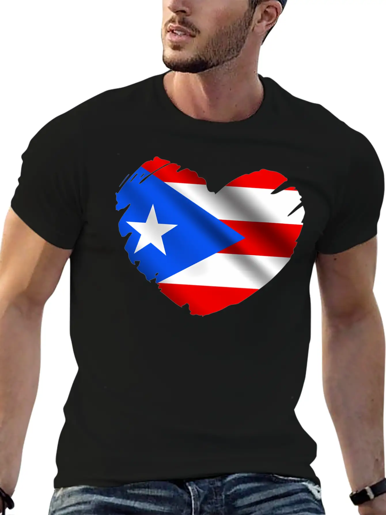 Puerto Rico Flag On Shape Of He Puerto Ricans Relaxed Everyday Tee – Lightweight And Durable Cotton