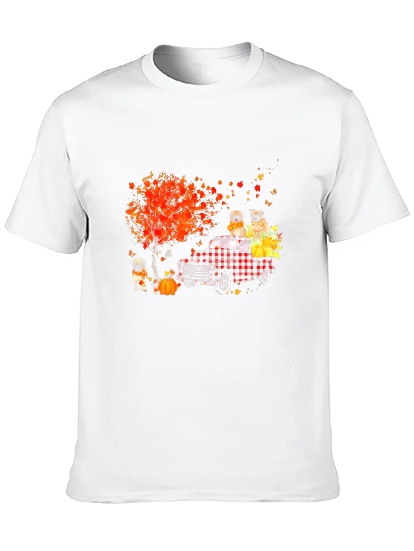 Pug Pumpkin Truck Fall Leaf Thanksgiving Halloween Modern Fit Casual T-Shirt – Clean And Versatile Design