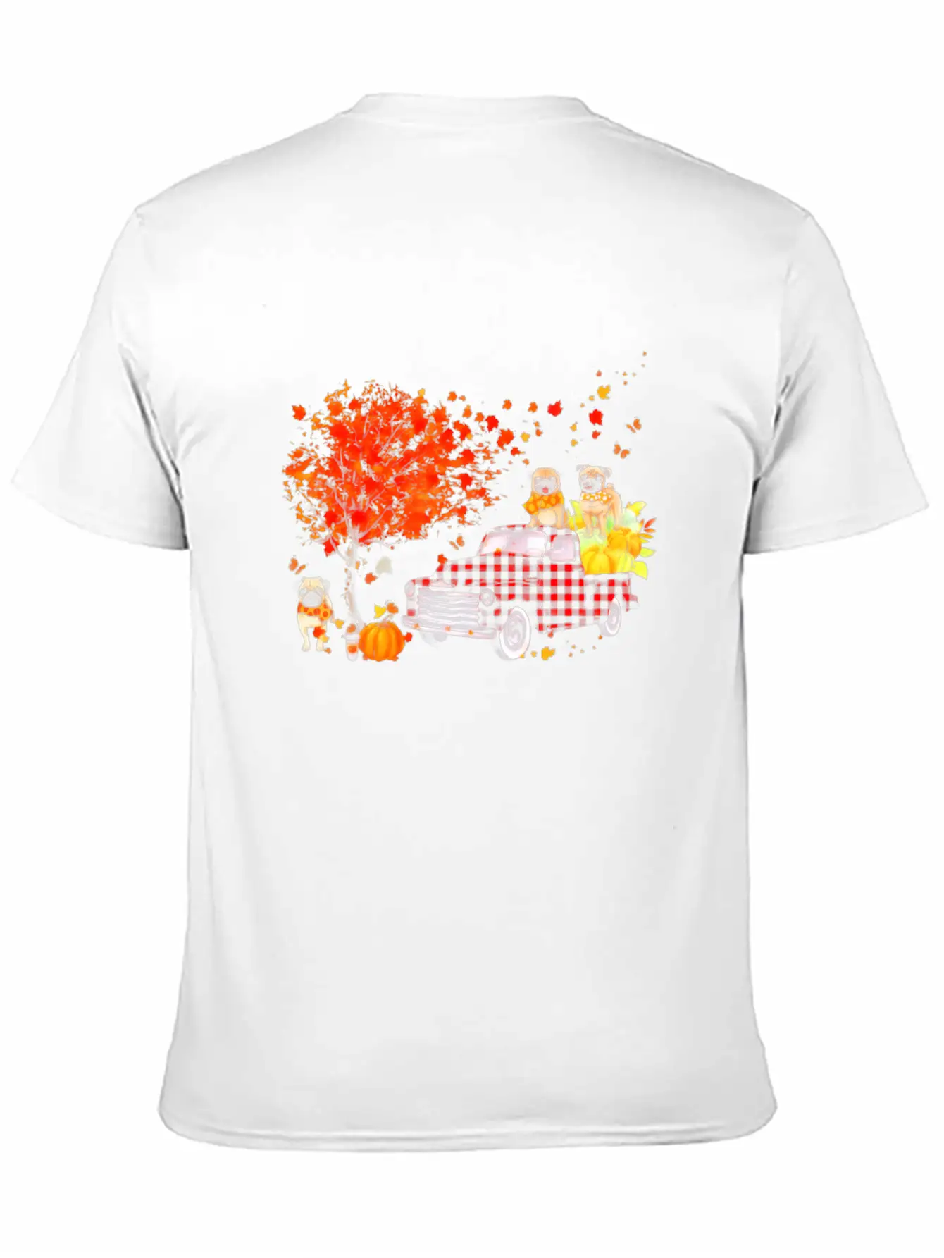Pug Pumpkin Truck Fall Leaf Thanksgiving Halloween Modern Fit Casual T-Shirt – Clean And Versatile Design