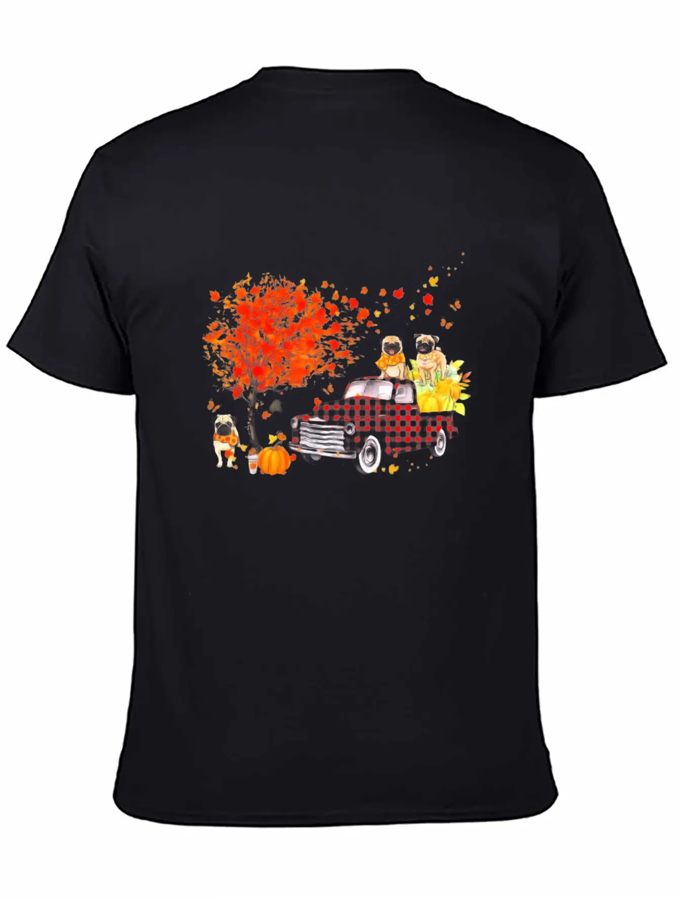 Pug Pumpkin Truck Fall Leaf Thanksgiving Halloween Modern Fit Casual T-Shirt – Clean And Versatile Design