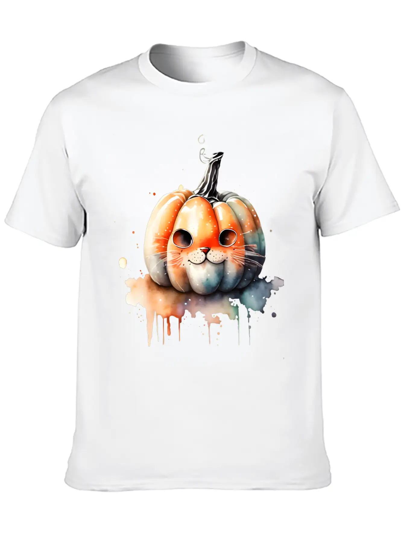 Pumpkin Cat Watercolor Relaxed Everyday Tee – Lightweight And Durable Cotton