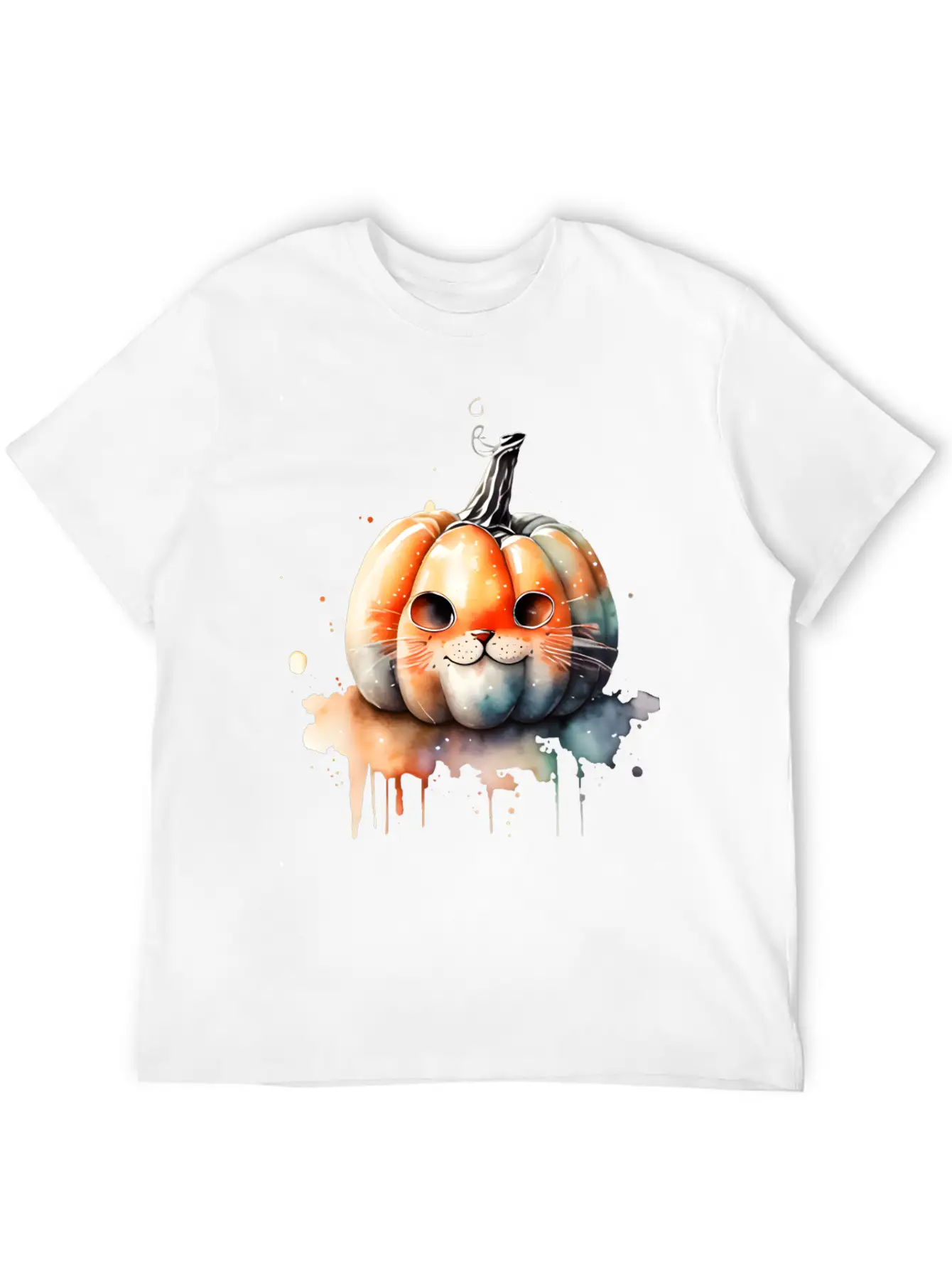 Pumpkin Cat Watercolor Relaxed Everyday Tee – Lightweight And Durable Cotton