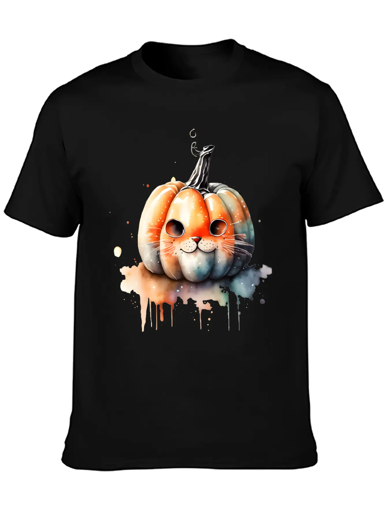 Pumpkin Cat Watercolor Relaxed Everyday Tee – Lightweight And Durable Cotton