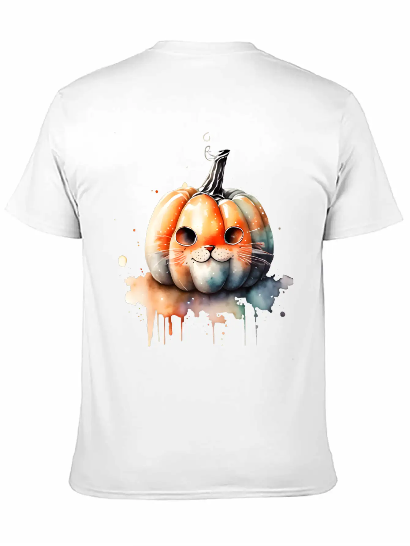 Pumpkin Cat Watercolor Relaxed Everyday Tee – Lightweight And Durable Cotton