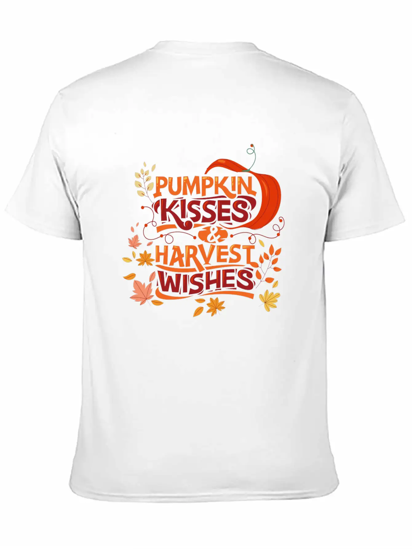 Pumpkin Kisses Harvest Wishes Cute Quote Essential Cotton Tee For Daily Outfits – Unisex Style