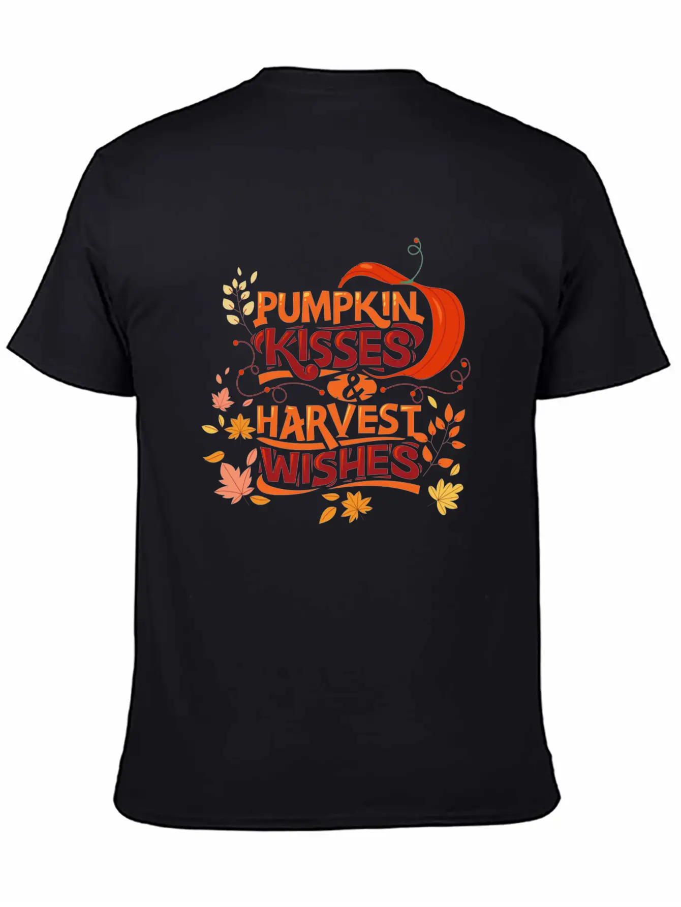 Pumpkin Kisses Harvest Wishes Cute Quote Essential Cotton Tee For Daily Outfits – Unisex Style