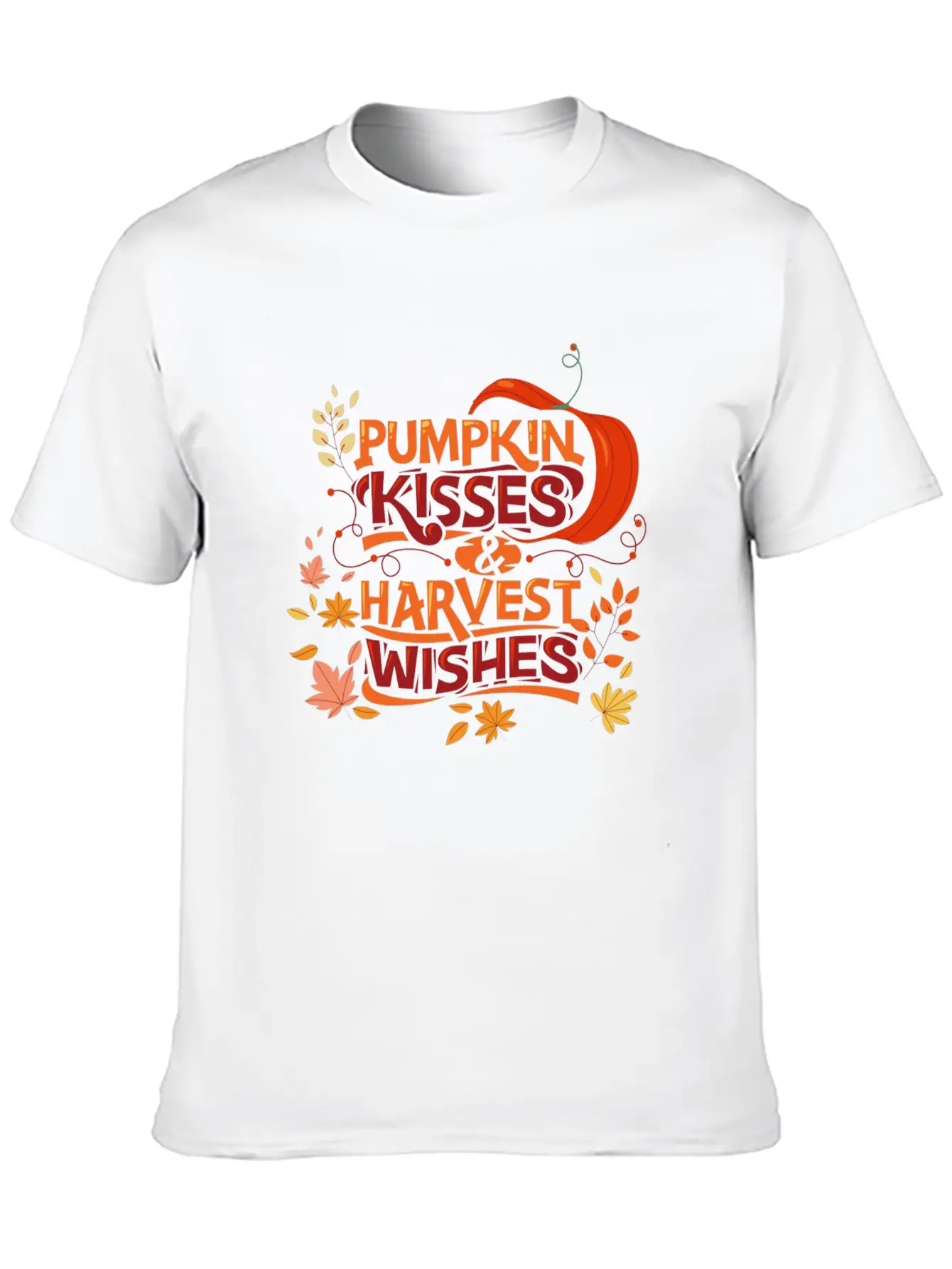 Pumpkin Kisses Harvest Wishes Cute Quote Essential Cotton Tee For Daily Outfits – Unisex Style