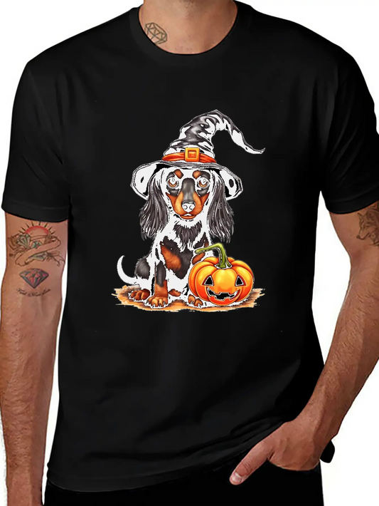 Pumpkin Pups: Funny Halloween Dog Unisex Casual T-Shirt – Clean Design For Daily Comfort