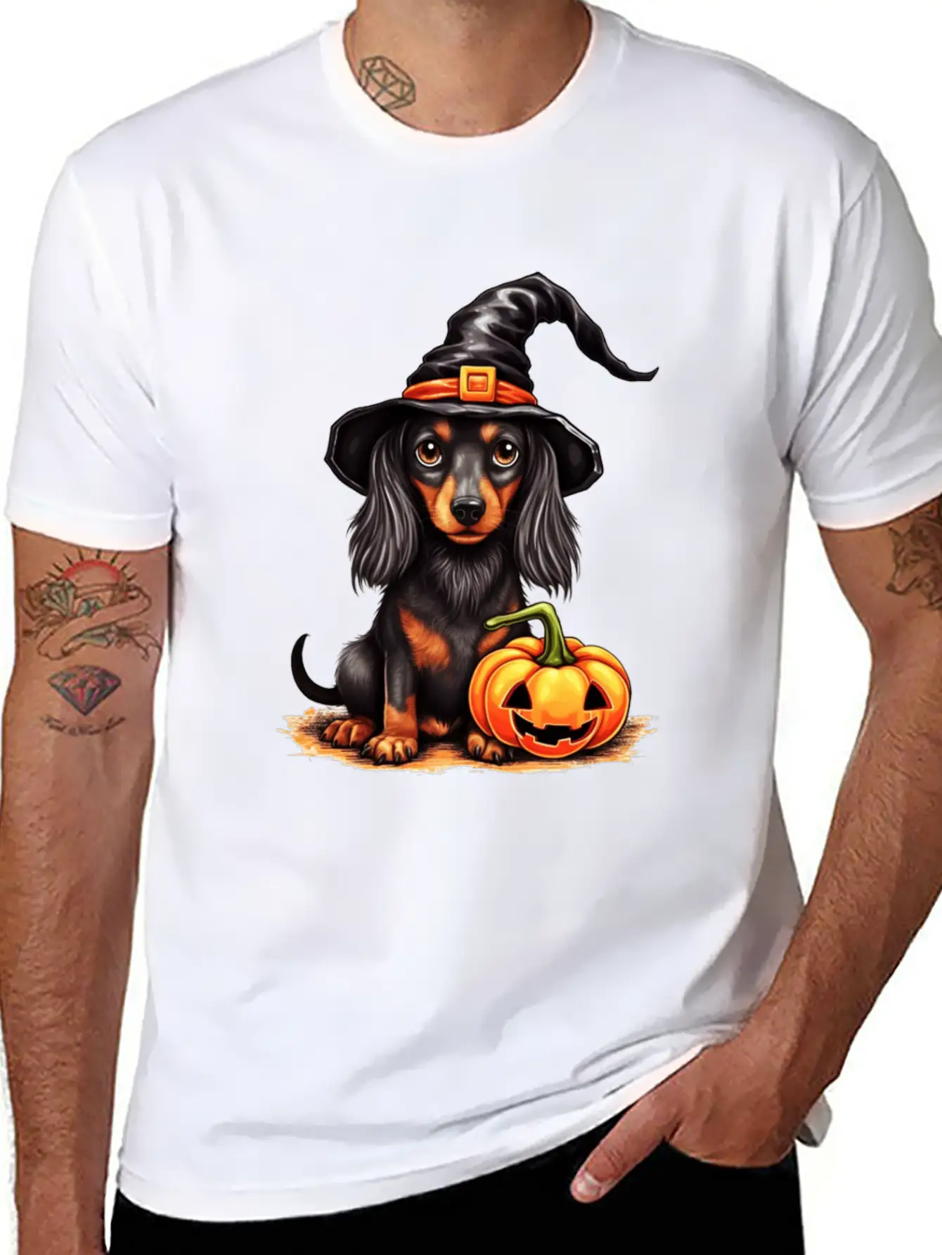 Pumpkin Pups: Funny Halloween Dog Unisex Casual T-Shirt – Clean Design For Daily Comfort