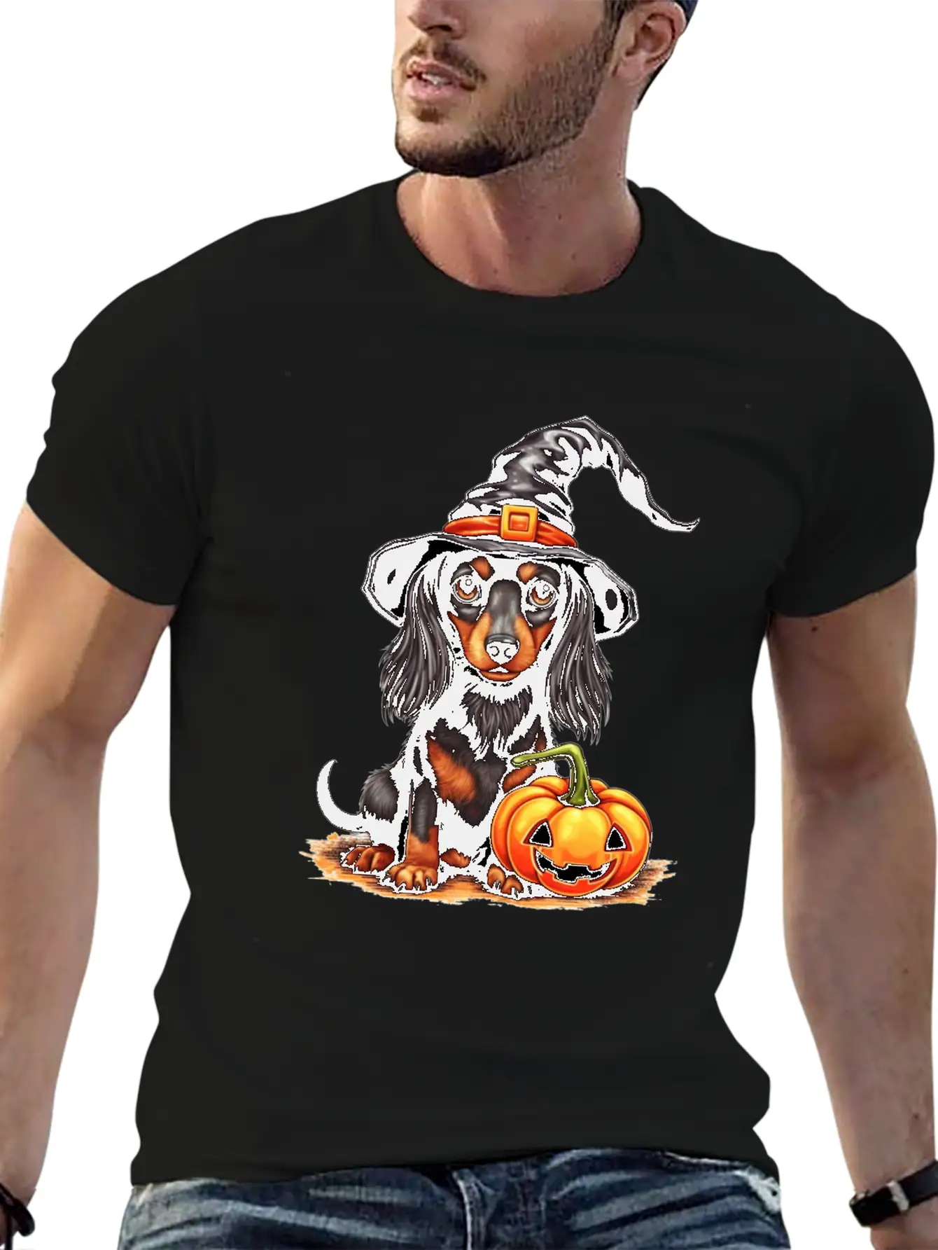 Pumpkin Pups: Funny Halloween Dog Unisex Casual T-Shirt – Clean Design For Daily Comfort