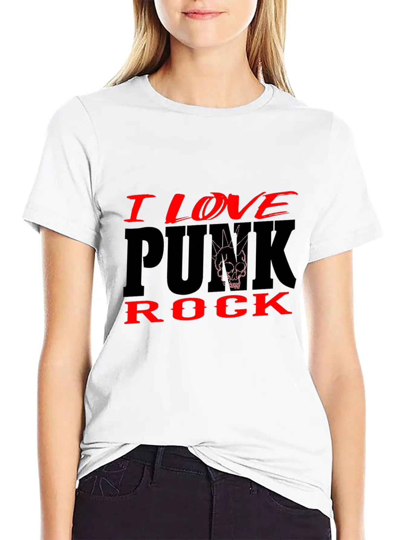 Punk Rock Skull Head Rocker Retro Punk Music Fan Lightweight Cotton T-Shirt – Daily Comfort Graphic Shirt