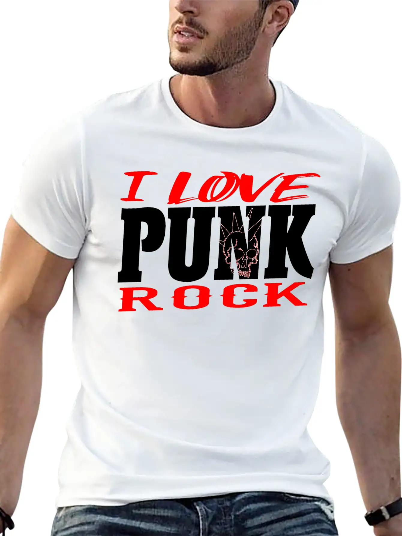 Punk Rock Skull Head Rocker Retro Punk Music Fan Modern Fit Casual T-Shirt – Clean And Versatile Design