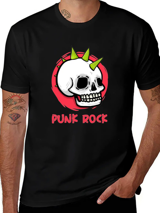 Punk Rock Skull With Green Punk Hairstyle Unisex Casual T-Shirt ��� Clean Design For Daily Comfort