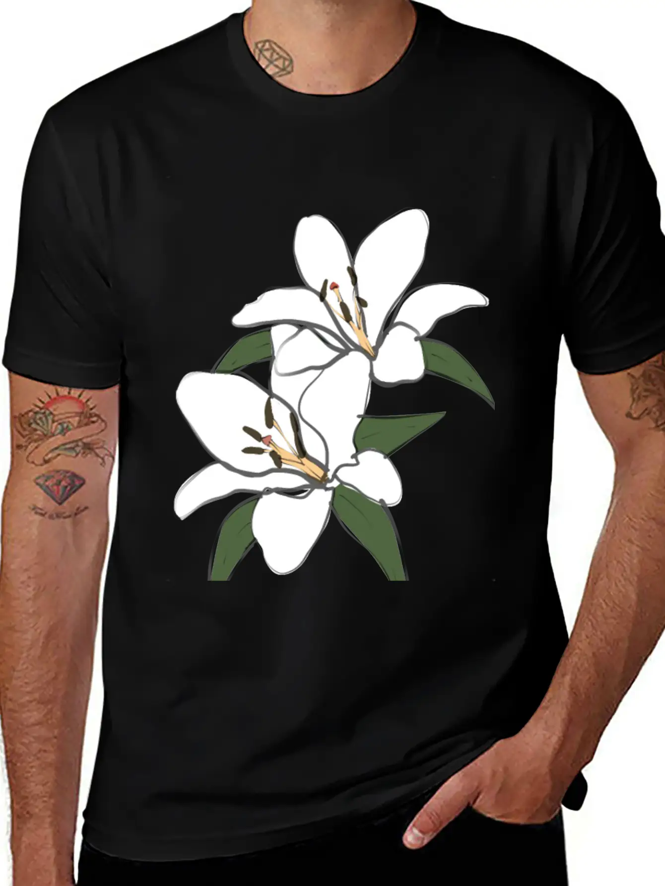 Pure White Lily Lightweight Cotton T-Shirt – Daily Comfort Graphic Shirt