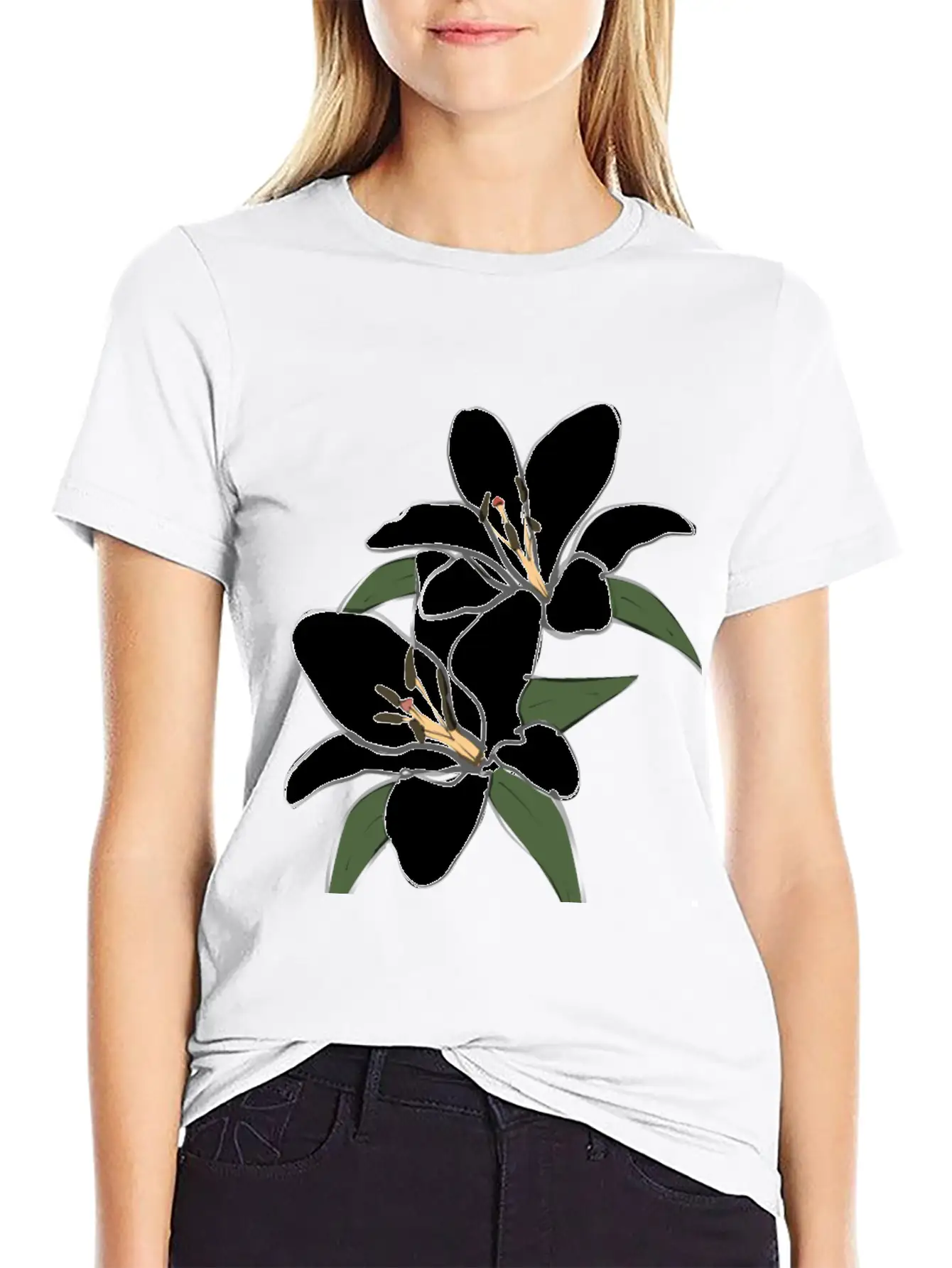 Pure White Lily Lightweight Cotton T-Shirt – Daily Comfort Graphic Shirt