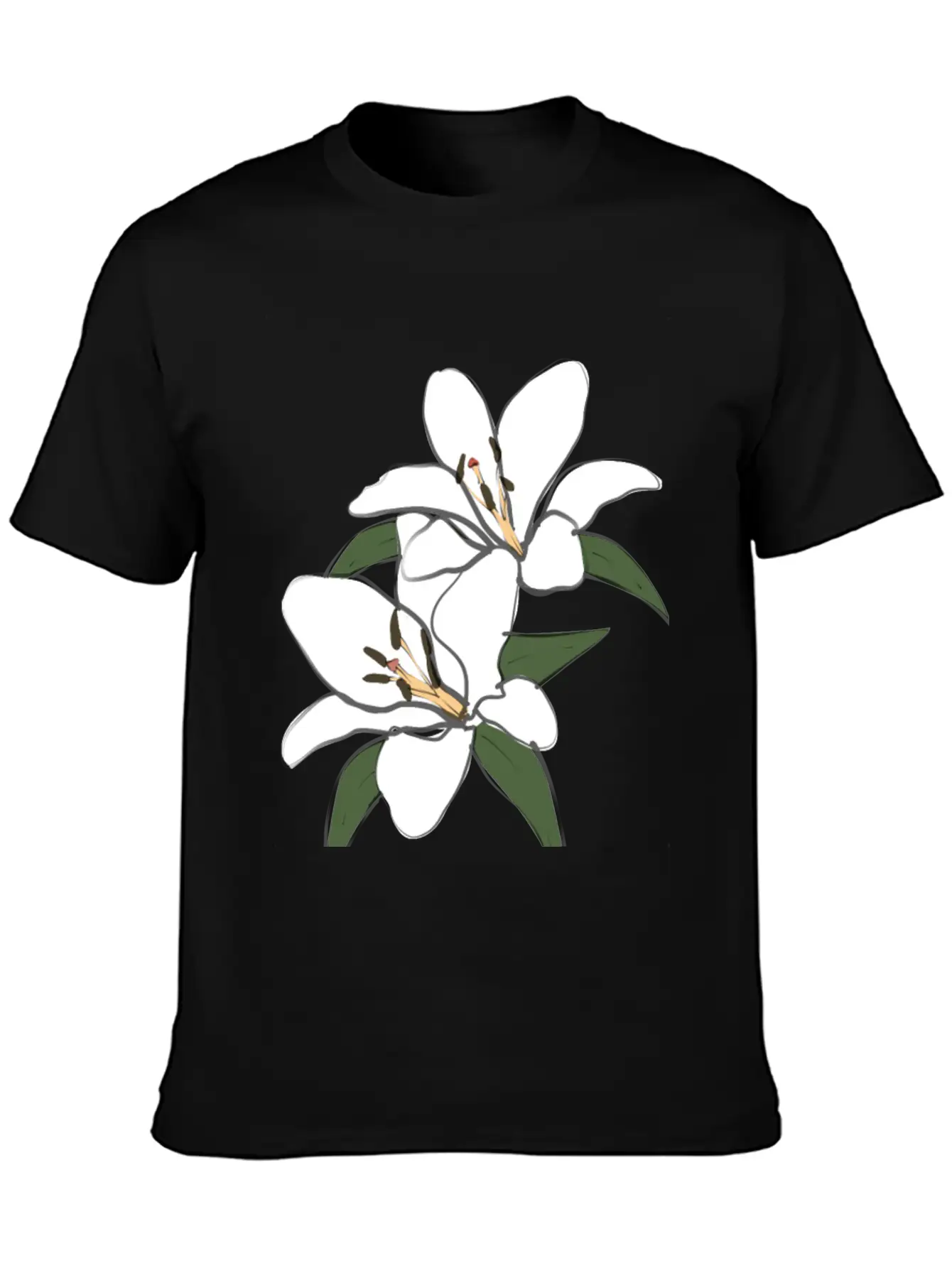 Pure White Lily Lightweight Cotton T-Shirt – Daily Comfort Graphic Shirt