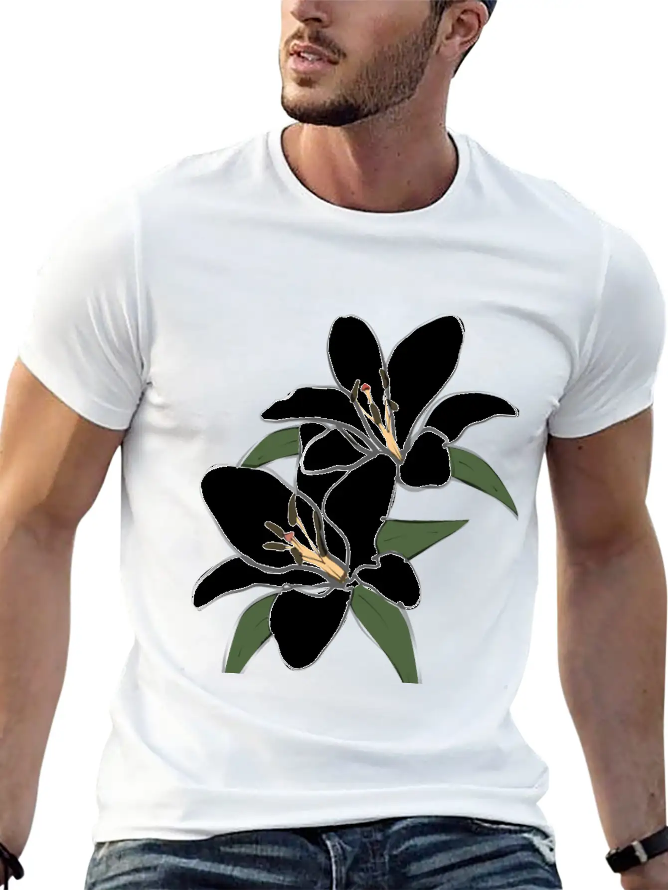 Pure White Lily Lightweight Cotton T-Shirt – Daily Comfort Graphic Shirt