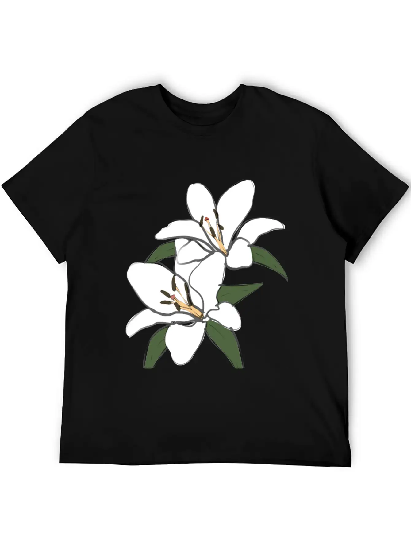 Pure White Lily Lightweight Cotton T-Shirt – Daily Comfort Graphic Shirt