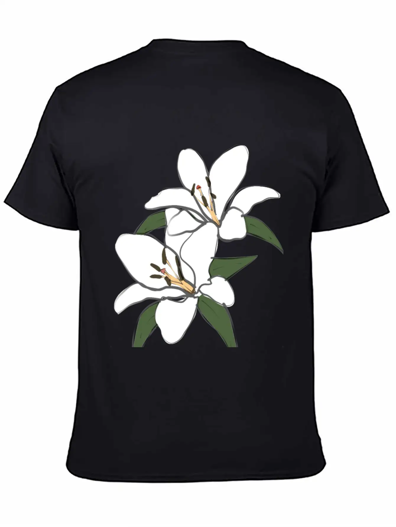 Pure White Lily Lightweight Cotton T-Shirt – Daily Comfort Graphic Shirt