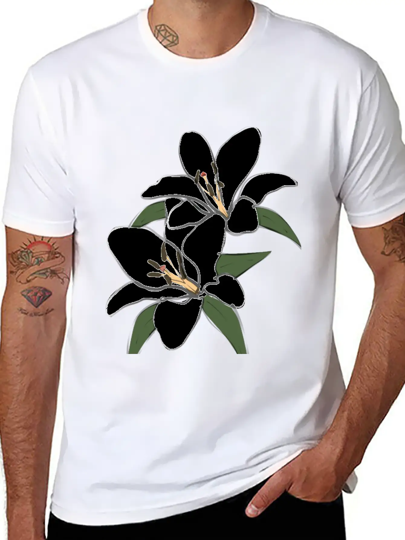 Pure White Lily Lightweight Cotton T-Shirt – Daily Comfort Graphic Shirt
