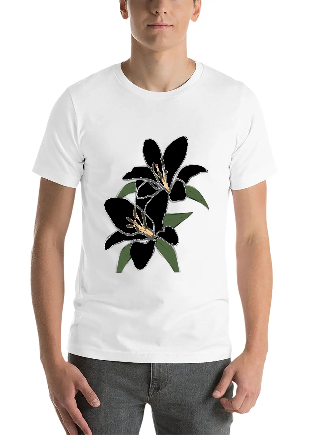 Pure White Lily Lightweight Cotton T-Shirt – Daily Comfort Graphic Shirt