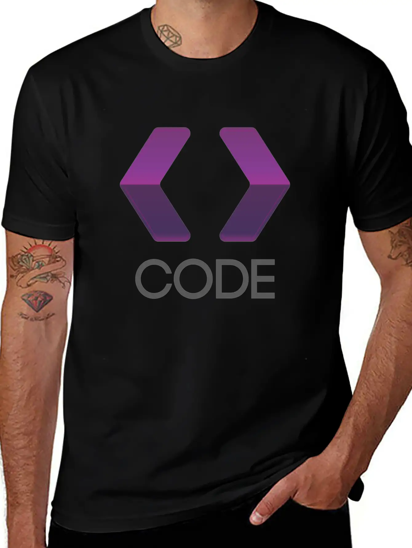 Purple Arrows Shape Code Lightweight Cotton T-Shirt – Daily Comfort Graphic Shirt