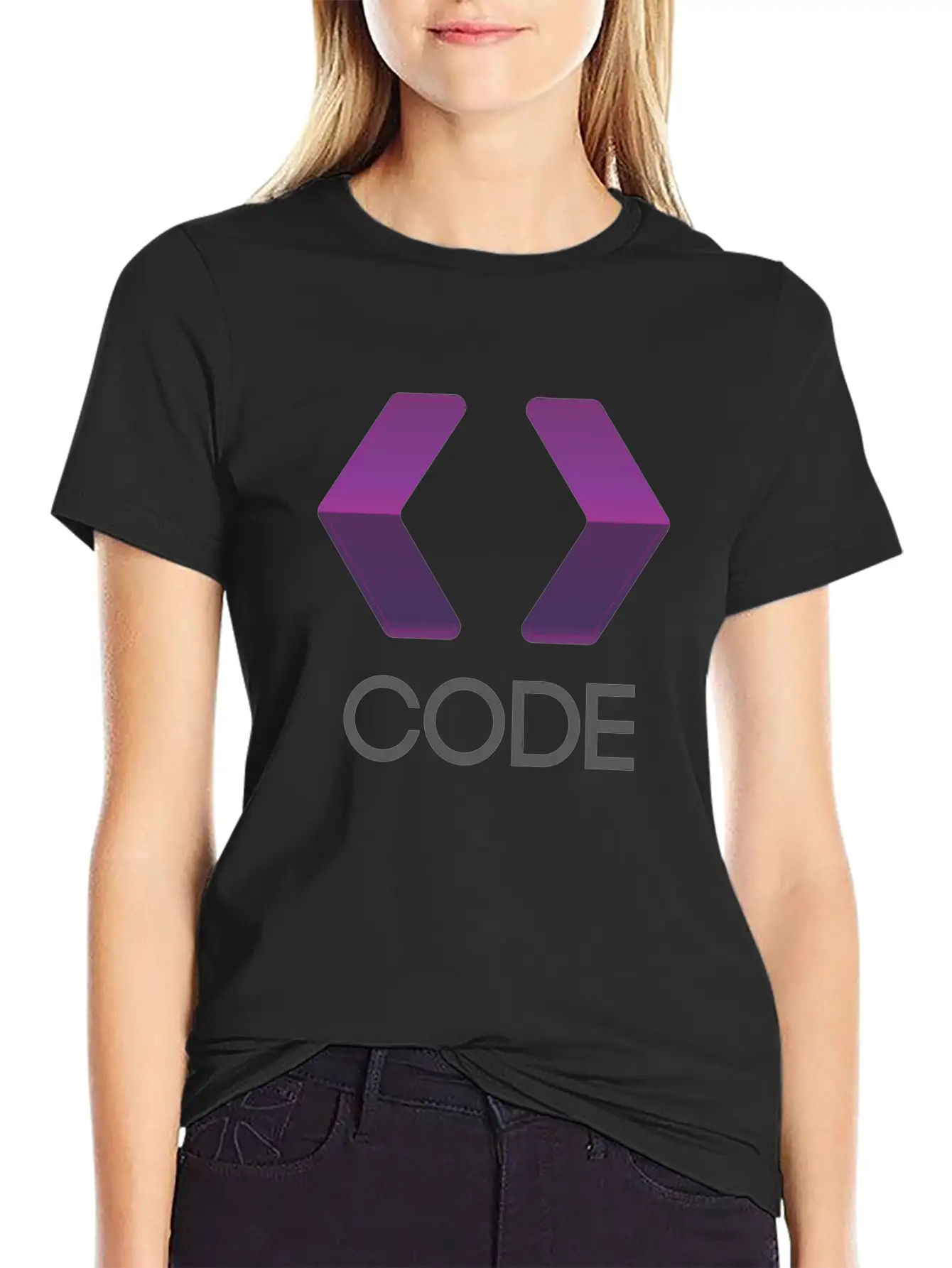 Purple Arrows Shape Code Lightweight Cotton T-Shirt – Daily Comfort Graphic Shirt