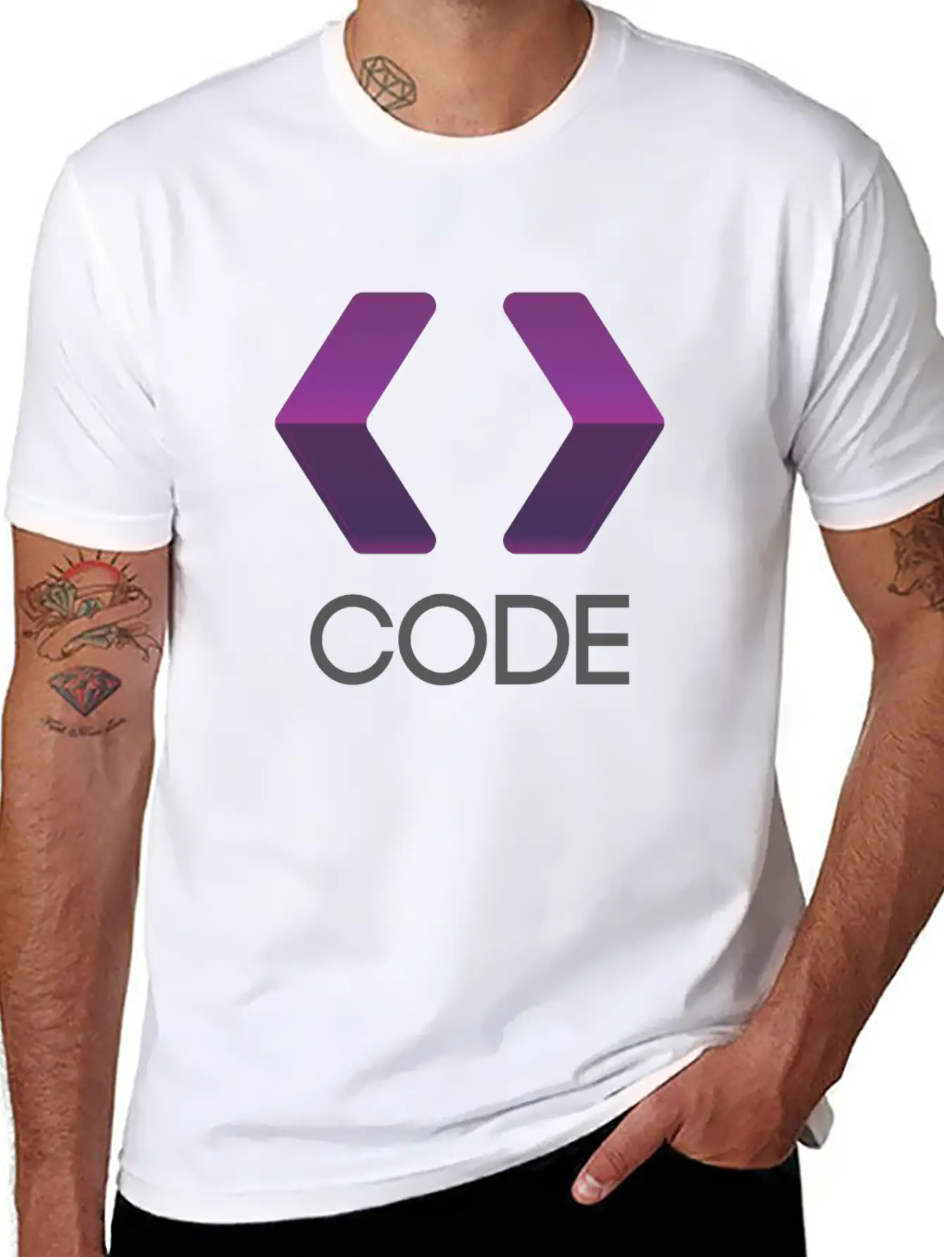 Purple Arrows Shape Code Lightweight Cotton T-Shirt – Daily Comfort Graphic Shirt