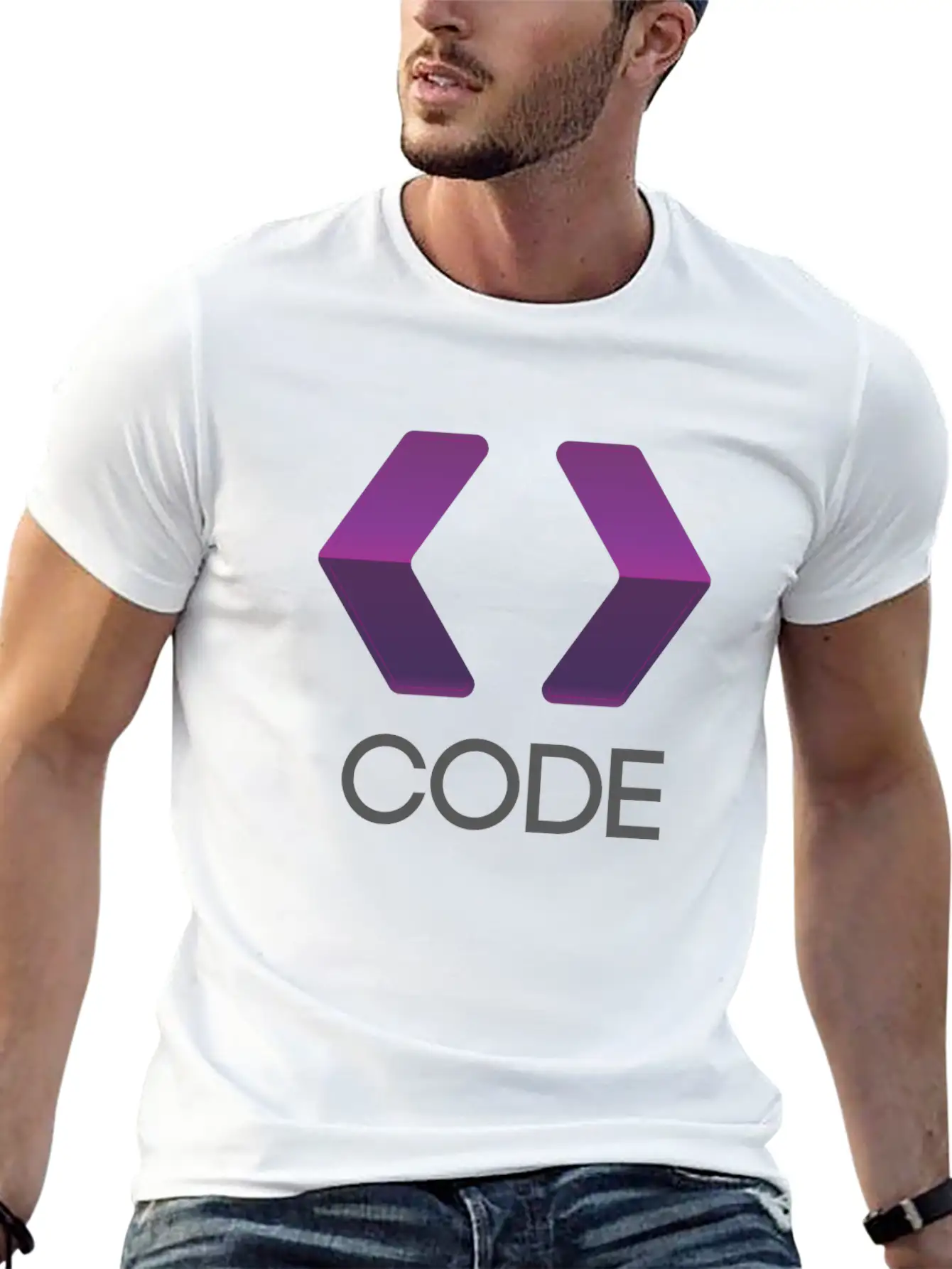 Purple Arrows Shape Code Lightweight Cotton T-Shirt – Daily Comfort Graphic Shirt