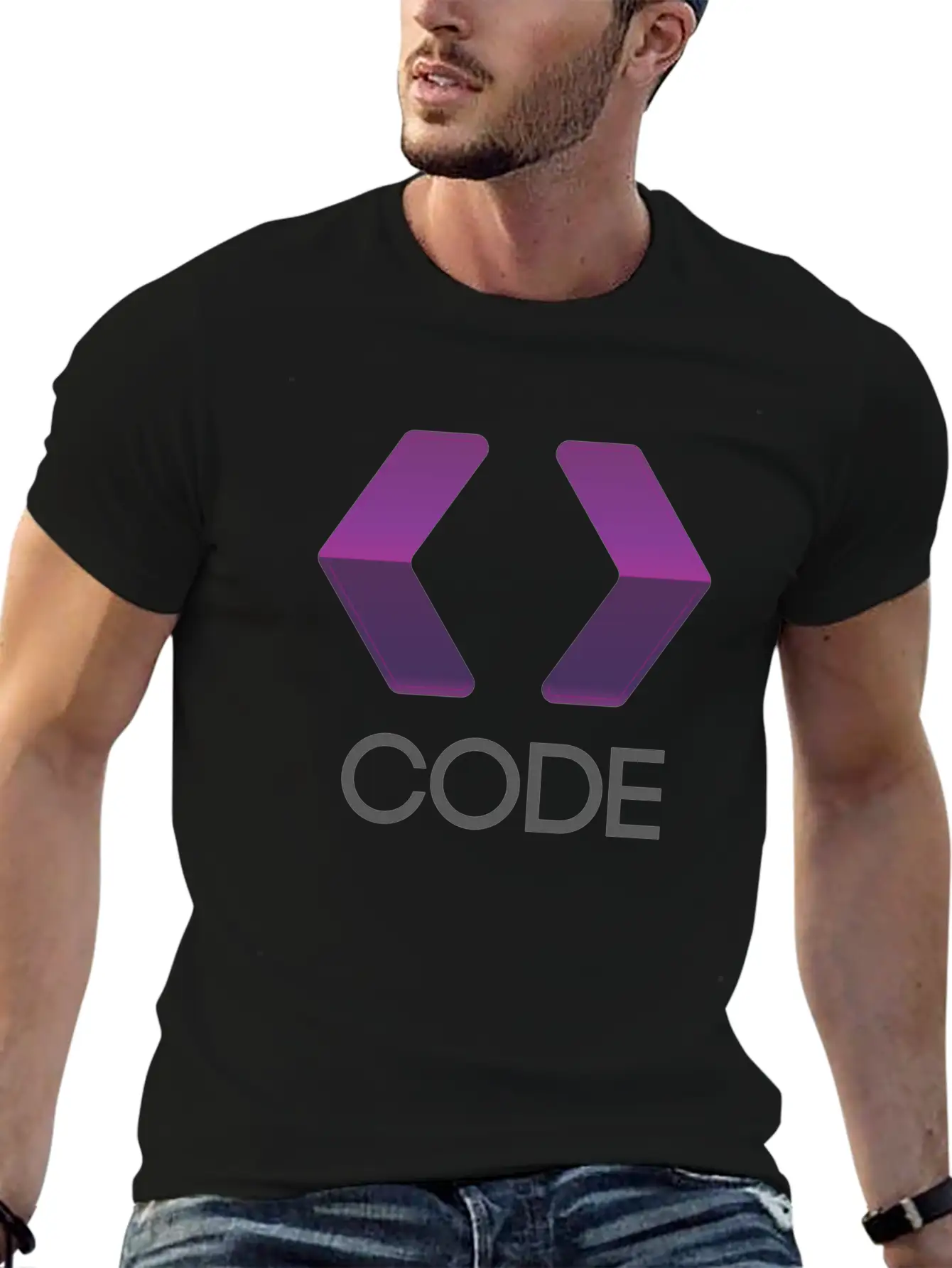 Purple Arrows Shape Code Lightweight Cotton T-Shirt – Daily Comfort Graphic Shirt